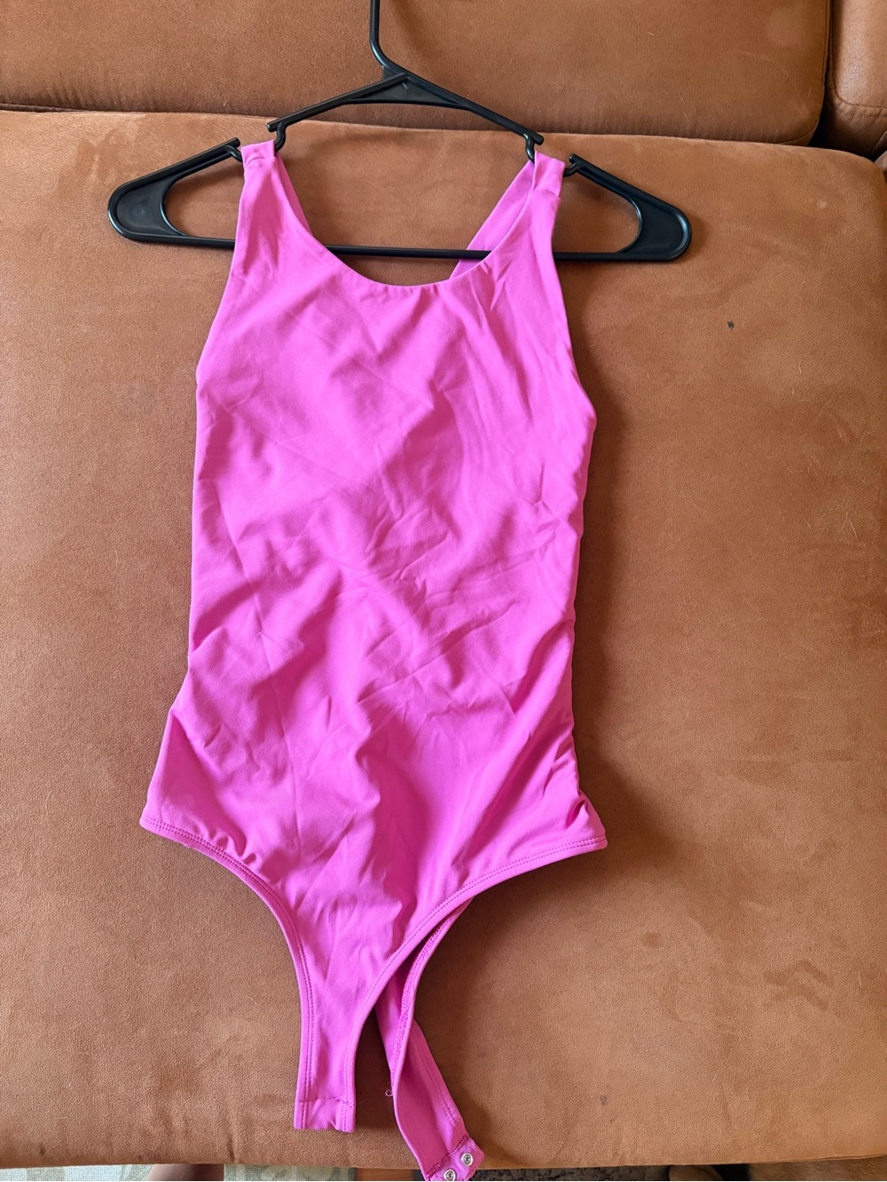 Francesca’s Pink Purple Crisscross Back Bodysuit NWT Size M